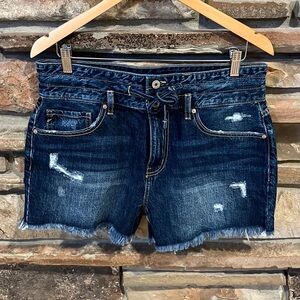 KanCan Dark Blue Distressed Jean Shorts
